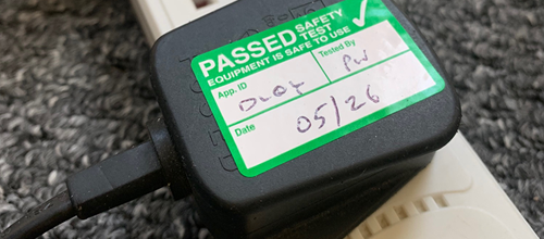 Plug with PAT test pass sticker